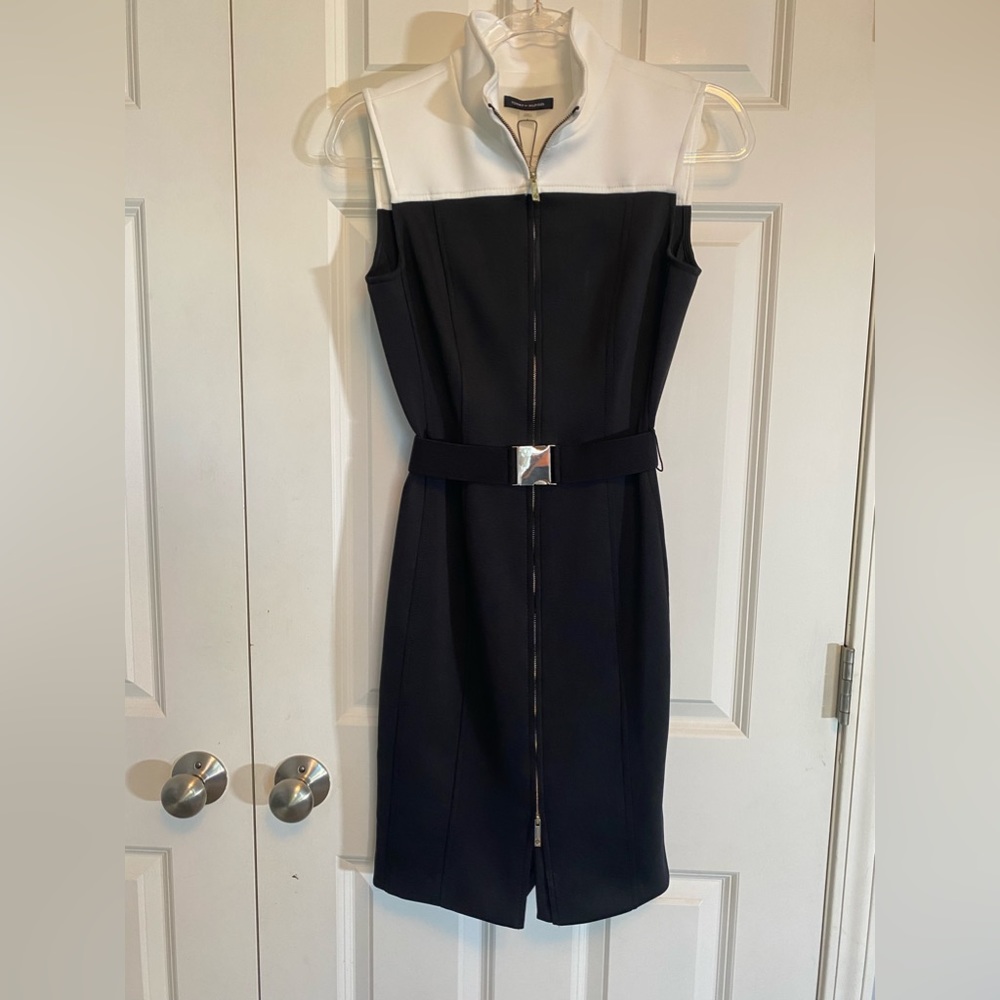 Tommy Hilfiger Scuba Color Block Dress Black White Size 4
